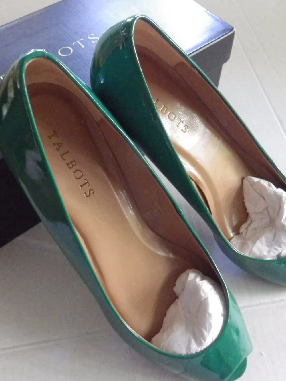 Talbots Tiffy48 Cucumber (Green) Patent Wedge/ Open Toe/ 1.5